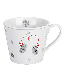 Krasilnikoff Happy Mug vaso todo buenos blanco flores Taupe corazón rojo borde rosa 